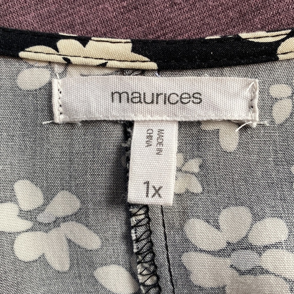 Maurice black and white floral kimono topper size 1X - Picture 5 of 6
